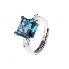 Безразмерное кольцо САХАРОК BIJOU с синим цирконом (фото 1)