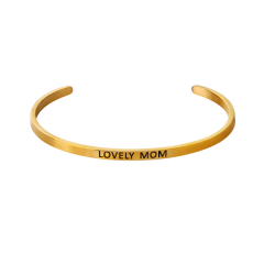 Жесткий браслет MY MANTRA "LOVELY MOM", желтая позолота (фото 1)