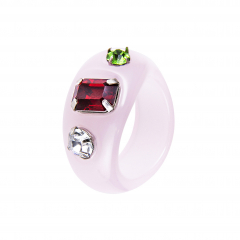 Безразмерное кольцо САХАРОК BIJOU розовое с цирконами (фото 1)
