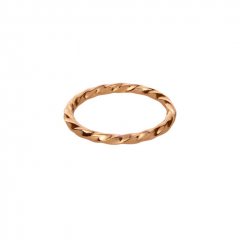 Серебряное кольцо САХАРОК "BASE", витое, розовая позолота (фото 1)