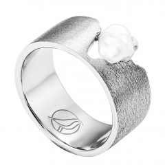 Безразмерное кольцо ZYABLIK Arco серебро с жемчужиной родий (фото 2)