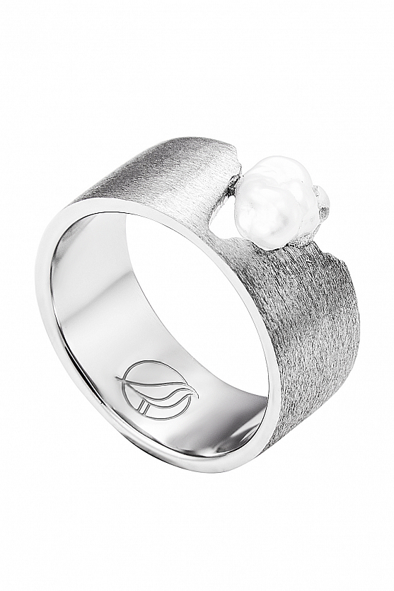 Кольцо ZYABLIK Arco серебро с жемчужиной родий