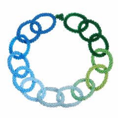 Колье - цепь  BEADED BREAKFAST "Градиент", цвет сине-зеленый, стекло (фото 1)