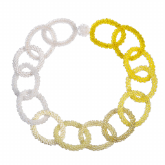 Колье - цепь  BEADED BREAKFAST "Градиент", цвет желто-белый, стекло (фото 1)