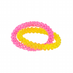 Безразмерное кольцо BEADED BREAKFAST двойное, стекло розовый/желтый (фото 1)