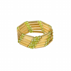 Безразмерное кольцо из стекляруса BEADED BREAKFAST, цвет золото, зеленые камни, стекло (фото 2)