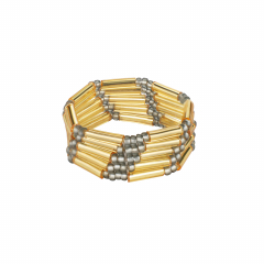 Безразмерное кольцо из стекляруса BEADED BREAKFAST, цвет золото, серые камни, стекло (фото 1)