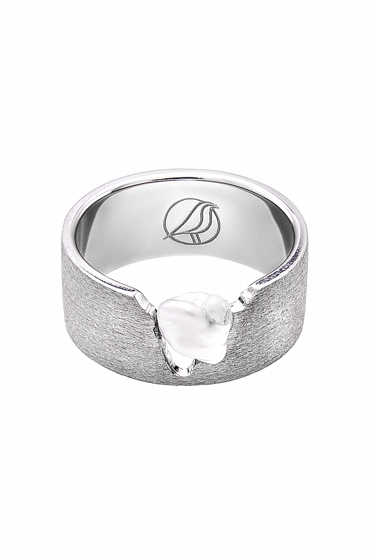 Кольцо ZYABLIK Arco серебро с жемчужиной родий (фото 3)
