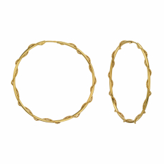 Круглые серьги САХАРОК "конго" 40 мм, плетеные позолота желтая BASE (фото 2)