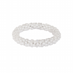 Безразмерное кольцо BEADED BREAKFAST из бисера, цвет белый, стекло (фото 2)