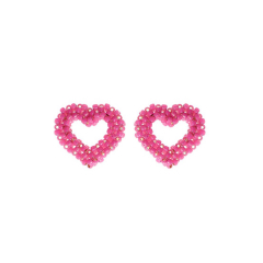 Объемные серьги BEADED BREAKFAST "СЕРДЦЕ", цвет розовый (фото 1)