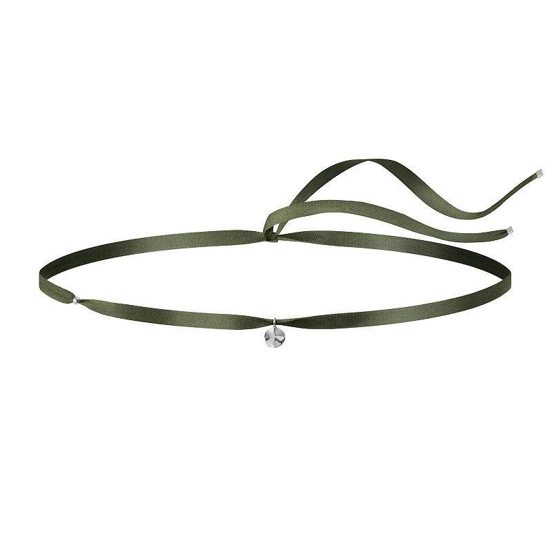Подвеска-браслет ANNA MASLOVSKAYA шелковая лента зеленая, серебро (фото 1)