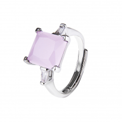 Безразмерное кольцо САХАРОК BIJOU c розовым цирконом  (фото 1)