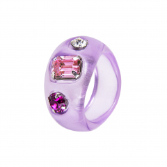 Безразмерное кольцо САХАРОК BIJOU фиолетовое с цирконами (фото 1)