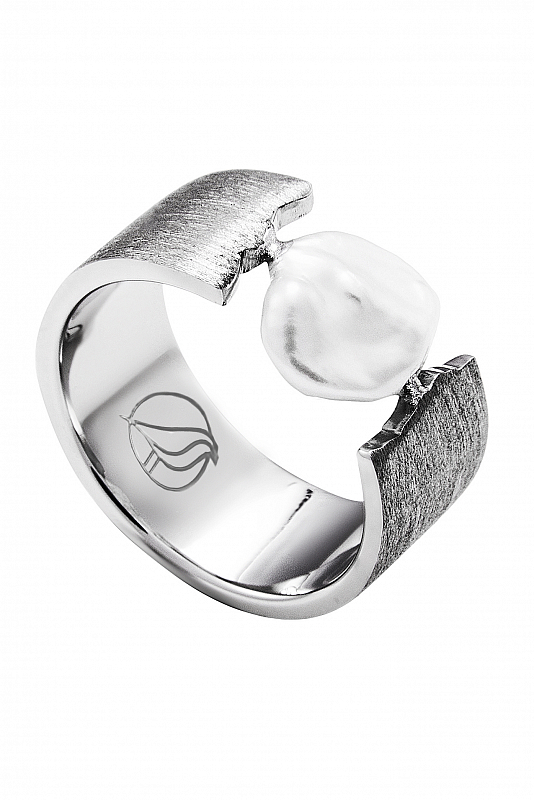 Кольцо ZYABLIK Arquipélago серебро с жемчужиной родий (фото 1)