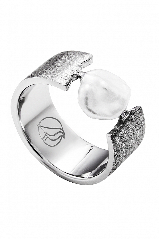 Кольцо ZYABLIK Arquipélago серебро с жемчужиной родий